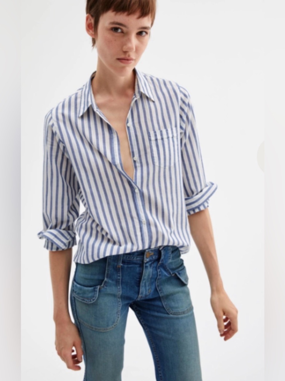 NILI LOTAN Shirt in Blue Stripe